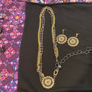 Cosmetic jewelry-full of bling Necklace and earrings.